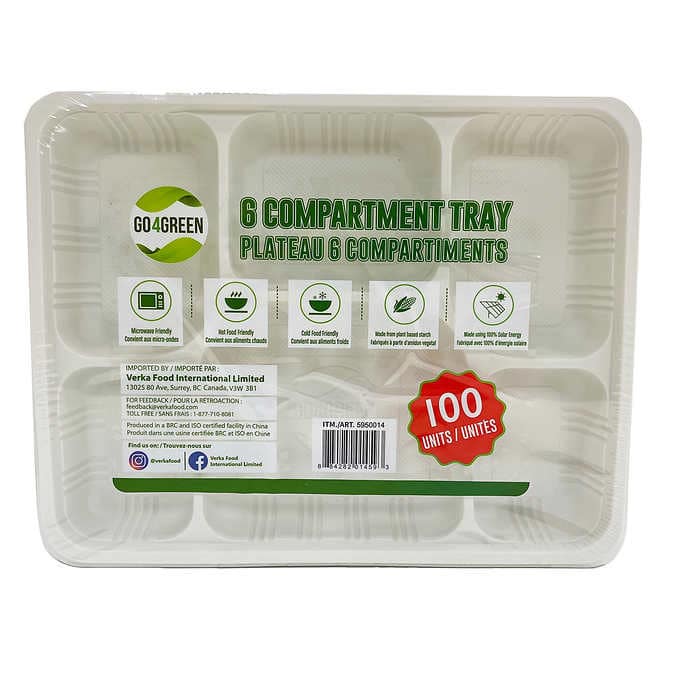 GO4GREEN - 6 Compartment Tray - Takeout Containers & Boxes